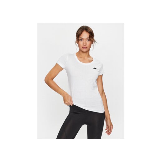 Kappa T-Shirt 709427 Biały Regular Fit ze sklepu MODIVO w kategorii Bluzki damskie - zdjęcie 168643409