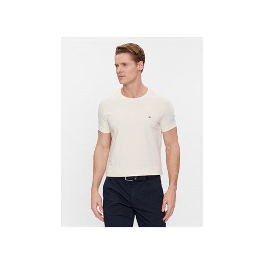 Tommy Hilfiger T-Shirt Stretch Slim Fit Tee MW0MW10800 Beżowy Slim Fit ze sklepu MODIVO w kategorii T-shirty męskie - zdjęcie 168643896