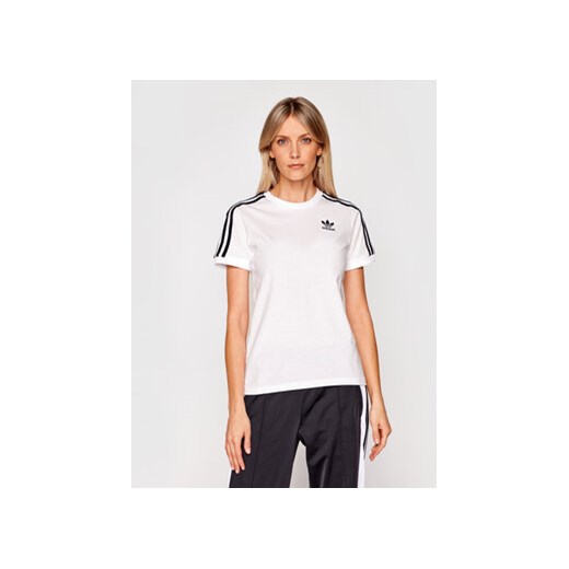 adidas T-Shirt adicolor Classics 3-Stripes GN2913 Biały Regular Fit ze sklepu MODIVO w kategorii Bluzki damskie - zdjęcie 168644918