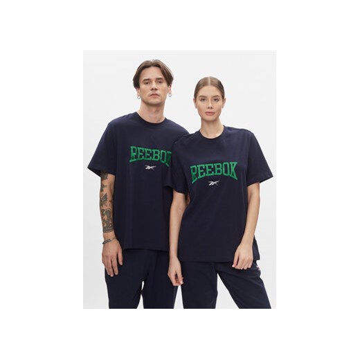 Reebok T-Shirt Classics Varsity T-Shirt HS9182 Granatowy ze sklepu MODIVO w kategorii Bluzki damskie - zdjęcie 168645668