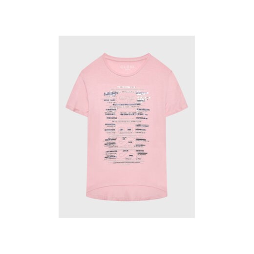 Guess T-Shirt J3RI15 KAPO0 Różowy Regular Fit ze sklepu MODIVO w kategorii Bluzki dziewczęce - zdjęcie 168646769