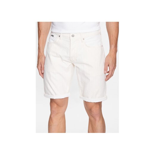Pepe Jeans Szorty jeansowe Callen Short Stripe PM801013 Biały Relaxed Fit ze sklepu MODIVO w kategorii Spodenki męskie - zdjęcie 168649099