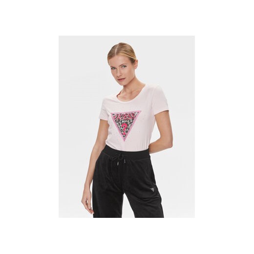 Guess T-Shirt W4RI44 J1314 Różowy Slim Fit ze sklepu MODIVO w kategorii Bluzki damskie - zdjęcie 168650416