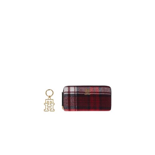 Tommy Hilfiger Zestaw portfel i brelok Large Za W Th Charm Check AW0AW158580GZ Niebieski ze sklepu MODIVO w kategorii Portfele damskie - zdjęcie 168650767