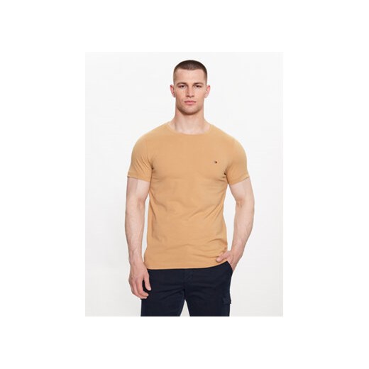 Tommy Hilfiger T-Shirt MW0MW10800 Beżowy Slim Fit ze sklepu MODIVO w kategorii T-shirty męskie - zdjęcie 168653406