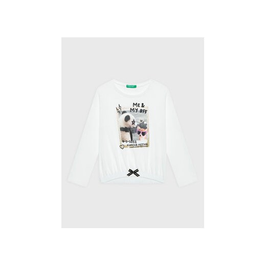 United Colors Of Benetton Bluzka 3VR5G104H Biały Regular Fit ze sklepu MODIVO w kategorii T-shirty chłopięce - zdjęcie 168653606