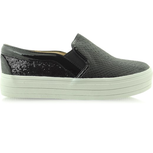 Trampki slip-on gruba podeszwa ME01 czarne kupbuty-com zielony skóra