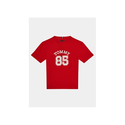 Tommy Hilfiger T-Shirt Mesh Varsity Tee S/S KB0KB08683 Czerwony Regular Fit ze sklepu MODIVO w kategorii T-shirty chłopięce - zdjęcie 168654349