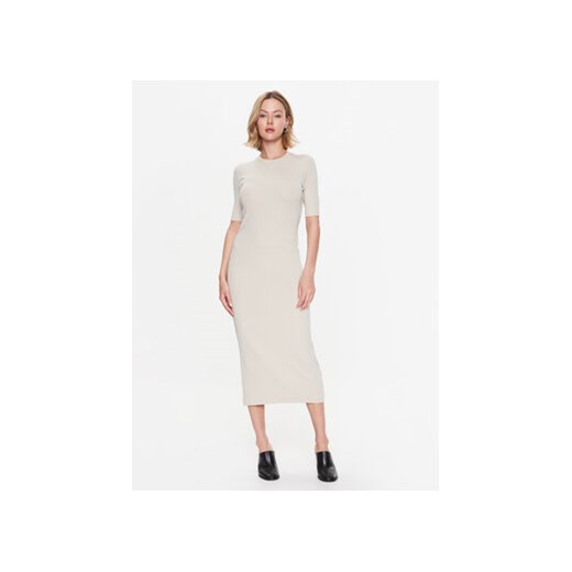 Calvin Klein Sukienka codzienna Rib K20K205277 Beżowy Slim Fit ze sklepu MODIVO w kategorii Sukienki - zdjęcie 168655247