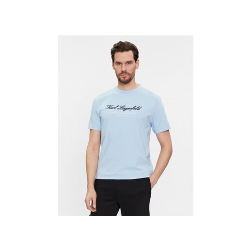 KARL LAGERFELD T-Shirt 755403 541221 Niebieski Regular Fit ze sklepu MODIVO w kategorii T-shirty męskie - zdjęcie 168656409