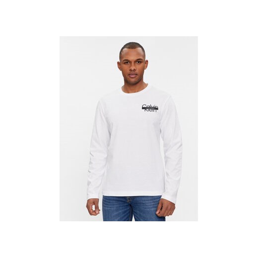 Calvin Klein Longsleeve Cut Through Logo Ls T-Shirt K10K112891 Biały Regular Fit ze sklepu MODIVO w kategorii T-shirty męskie - zdjęcie 168658395