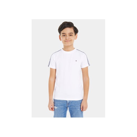 Tommy Hilfiger T-Shirt Tape KB0KB08782 M Biały Regular Fit ze sklepu MODIVO w kategorii T-shirty chłopięce - zdjęcie 168658619