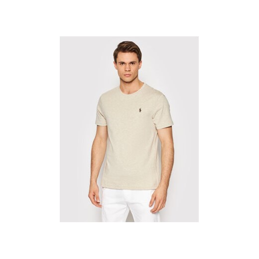 Polo Ralph Lauren T-Shirt 710671438203 Beżowy Slim Fit ze sklepu MODIVO w kategorii T-shirty męskie - zdjęcie 168658787
