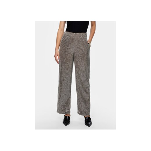 YAS Spodnie materiałowe 26032755 Srebrny Regular Fit ze sklepu MODIVO w kategorii Spodnie damskie - zdjęcie 168661086