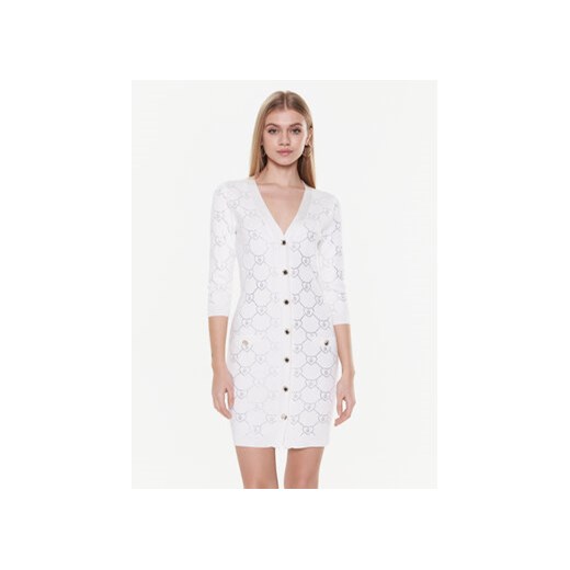 Blugirl Blumarine Sukienka dzianinowa RA3105-MA18F Biały Slim Fit ze sklepu MODIVO w kategorii Sukienki - zdjęcie 168662196