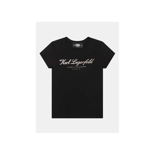 Karl Lagerfeld Kids T-Shirt Z15435 M Czarny Regular Fit ze sklepu MODIVO w kategorii Bluzki dziewczęce - zdjęcie 168663037