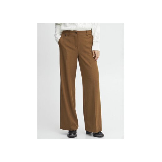 Fransa Spodnie materiałowe 20611709 Brązowy Regular Fit ze sklepu MODIVO w kategorii Spodnie damskie - zdjęcie 168663887