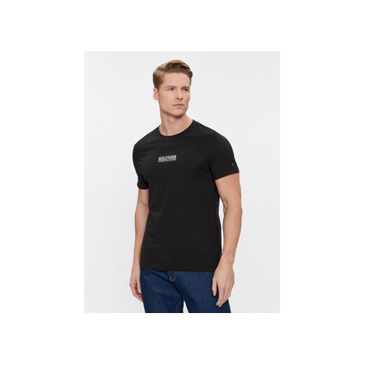 Tommy Hilfiger T-Shirt Small Hilfiger Tee MW0MW34387 Czarny Slim Fit ze sklepu MODIVO w kategorii T-shirty męskie - zdjęcie 168663947