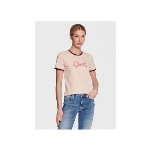 Guess T-Shirt Camila W3RI31 I3Z11 Różowy Regular Fit ze sklepu MODIVO w kategorii Bluzki damskie - zdjęcie 168665076