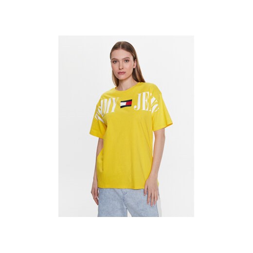 Tommy Jeans T-Shirt Archive DW0DW15459 Żółty Oversize ze sklepu MODIVO w kategorii Bluzki damskie - zdjęcie 168665519