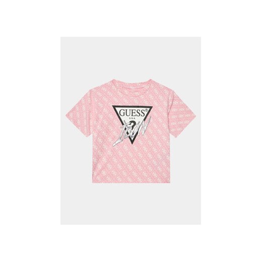 Guess T-Shirt J4RI06 K6YW3 Różowy Boxy Fit ze sklepu MODIVO w kategorii Bluzki dziewczęce - zdjęcie 168666018