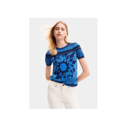 Desigual T-Shirt Sun Blue 24SWTK74 Niebieski Regular Fit ze sklepu MODIVO w kategorii Bluzki damskie - zdjęcie 168667285