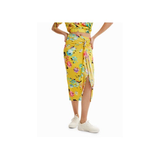 Desigual Spódnica midi 23SWFW19 Żółty Regular Fit ze sklepu MODIVO w kategorii Spódnice - zdjęcie 168668496