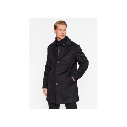 Guess Płaszcz wełniany M3BL35 WFPB0 Czarny Regular Fit ze sklepu MODIVO w kategorii Płaszcze męskie - zdjęcie 168668995