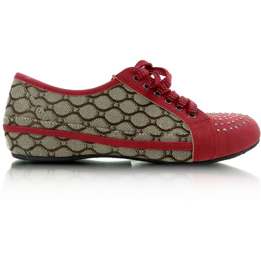 Sznurowane buty 8300 BORDO kupbuty-com czerwony naturalne