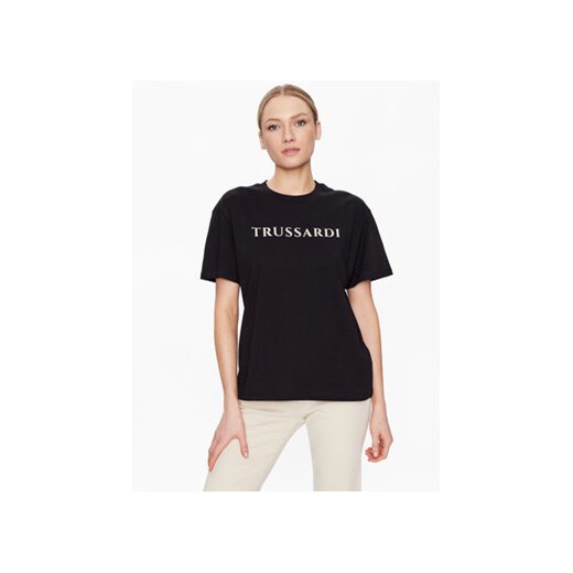 Trussardi T-Shirt Lettering Print 56T00565 Czarny Regular Fit ze sklepu MODIVO w kategorii Bluzki damskie - zdjęcie 168671657