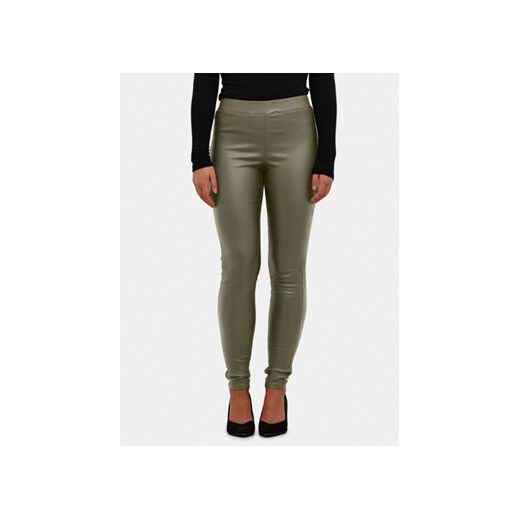 Kaffe Spodnie z imitacji skóry Ada 10501626 Zielony Slim Fit ze sklepu MODIVO w kategorii Spodnie damskie - zdjęcie 168672268