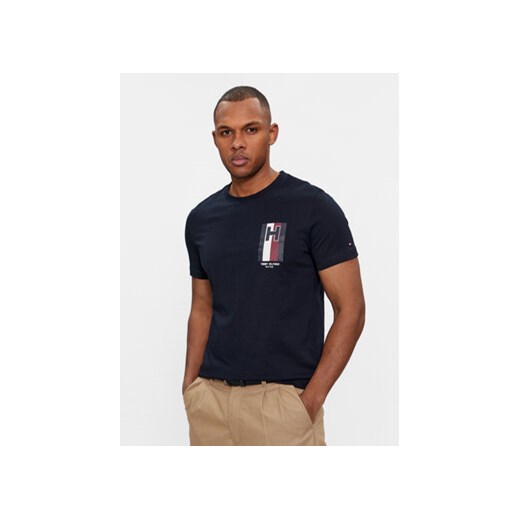 Tommy Hilfiger T-Shirt H Emblem Tee MW0MW33687 Granatowy Slim Fit ze sklepu MODIVO w kategorii T-shirty męskie - zdjęcie 168672285