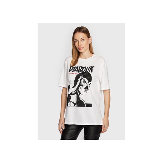 Pinko T-Shirt DIABOLIK Fabiola 1L1099 Y5SN Biały Regular Fit Pinko XL MODIVO