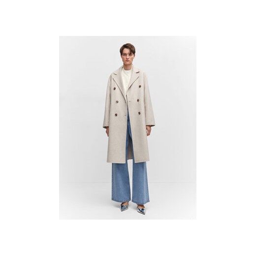 Mango Płaszcz wełniany Picarol 57025138 Écru Oversize Mango L wyprzedaż MODIVO