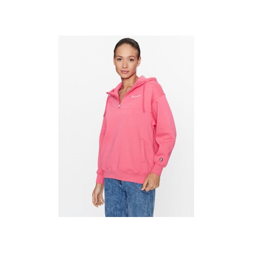 Champion Bluza Hooded Half Zip Sweatshirt 116581 Różowy Oversize ze sklepu MODIVO w kategorii Bluzy damskie - zdjęcie 168676625