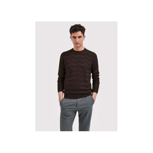 Selected Homme Sweter Romen 16085294 Brązowy Regular Fit ze sklepu MODIVO w kategorii Swetry męskie - zdjęcie 168678758