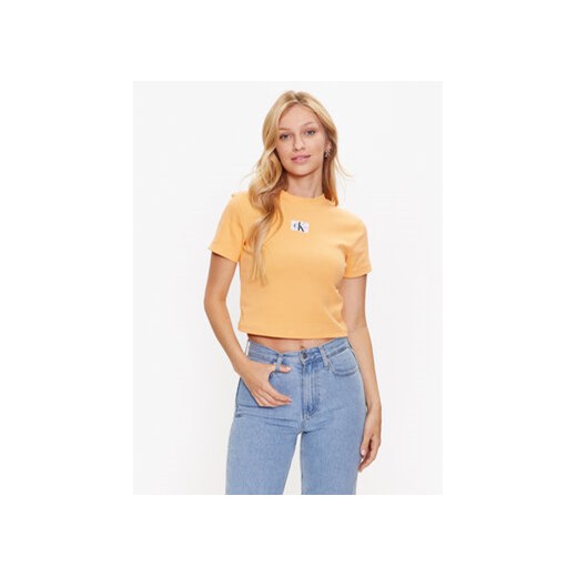 Calvin Klein Jeans T-Shirt J20J221595 Pomarańczowy Regular Fit XL MODIVO okazyjna cena