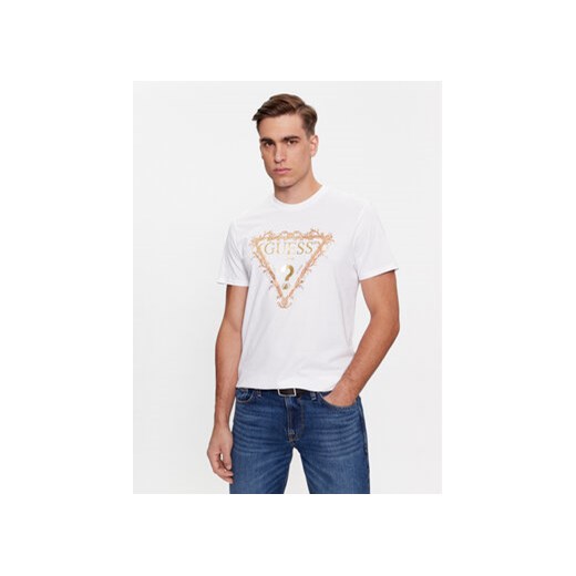 Guess T-Shirt M4RI62 K9RM1 Biały Slim Fit ze sklepu MODIVO w kategorii T-shirty męskie - zdjęcie 168679839