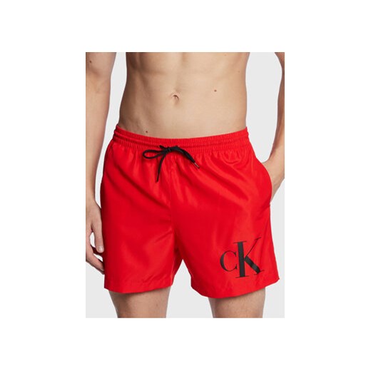 Calvin Klein Swimwear Szorty kąpielowe KM0KM00849 Czerwony Regular Fit ze sklepu MODIVO w kategorii Kąpielówki - zdjęcie 168680297