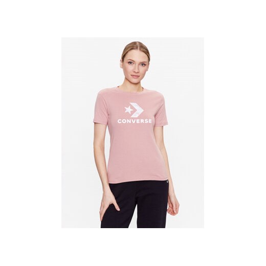 Converse T-Shirt Floral Star Chevron 10024538-A03 Różowy Slim Fit Converse XS wyprzedaż MODIVO