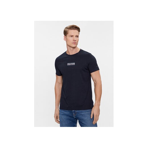 Tommy Hilfiger T-Shirt Small Hilfiger Tee MW0MW34387 Granatowy Slim Fit ze sklepu MODIVO w kategorii T-shirty męskie - zdjęcie 168681389