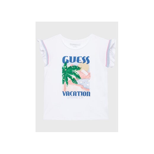 Guess T-Shirt J3GI26 K8HM0 Biały Regular Fit ze sklepu MODIVO w kategorii Bluzki dziewczęce - zdjęcie 168682695