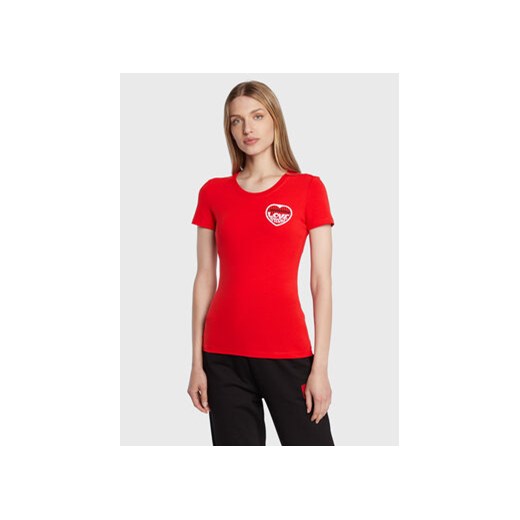 LOVE MOSCHINO T-Shirt W4H1980E 1951 Czerwony Slim Fit ze sklepu MODIVO w kategorii Bluzki damskie - zdjęcie 168684648