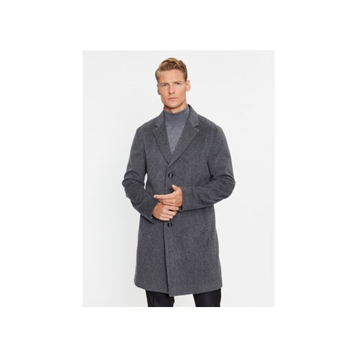 Boss Płaszcz wełniany H-Hyde-Bib-234 50502250 Szary Slim Fit ze sklepu MODIVO w kategorii Płaszcze męskie - zdjęcie 168685555