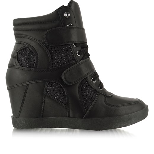 Sneakersy z czarnymi kamieniami LL-26 Czarny kupbuty-com czarny dopasowane