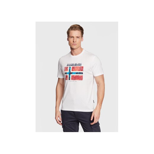 Napapijri T-Shirt S-Guiro NP0A4H22 Biały Regular Fit ze sklepu MODIVO w kategorii T-shirty męskie - zdjęcie 168690206