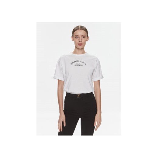 Elisabetta Franchi T-Shirt MA-023-41E2-V130 Biały Regular Fit ze sklepu MODIVO w kategorii Bluzki damskie - zdjęcie 168691176