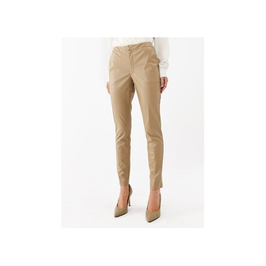 TWINSET Spodnie z imitacji skóry 232TP2905 Beżowy Regular Fit ze sklepu MODIVO w kategorii Spodnie damskie - zdjęcie 168691486