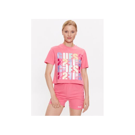 Guess T-Shirt Edwina V3GI08 I3Z14 Różowy Regular Fit ze sklepu MODIVO w kategorii Bluzki damskie - zdjęcie 168692665