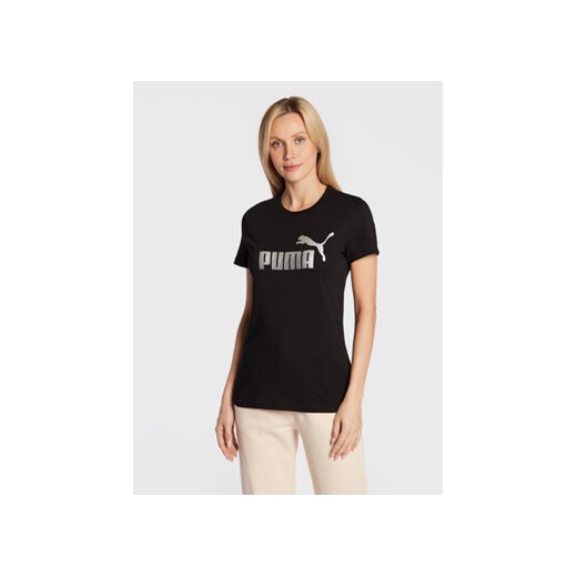Puma T-Shirt Essentials+ Metallic Logo 848303 Czarny Regular Fit ze sklepu MODIVO w kategorii Bluzki damskie - zdjęcie 168693116